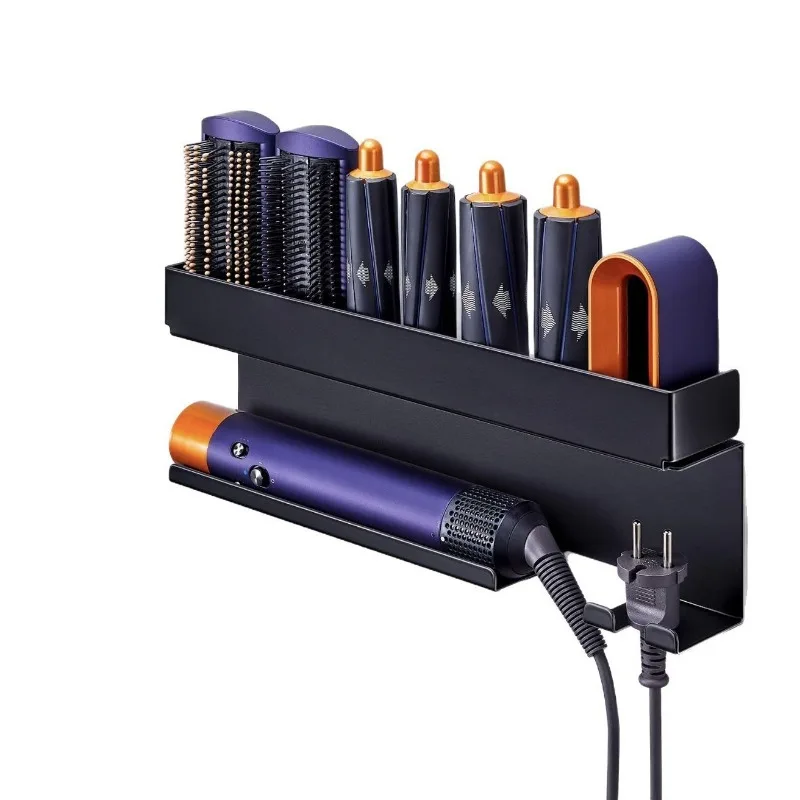 Picture 7: Iron No Drill Hair Tool Organizer Wall Mounted Storage Rack for Curling Iron Blow Dryer Multi Function Holder