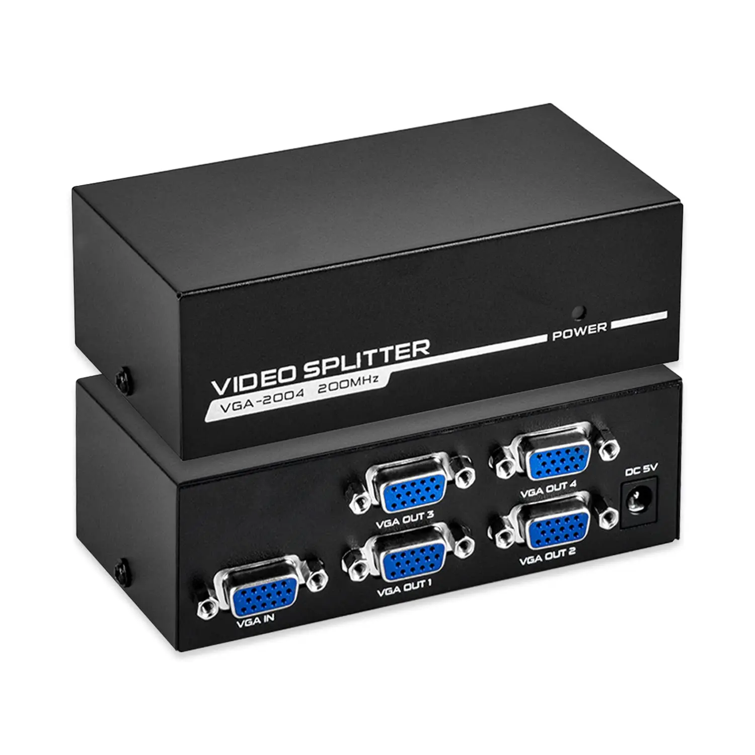 

4 Port VGA Splitter 1 in 4 Out for VGA Video Screen Duplication Converter 1080P 200 MHz Bandwidth for 1 PC to 4 VGA Monitor