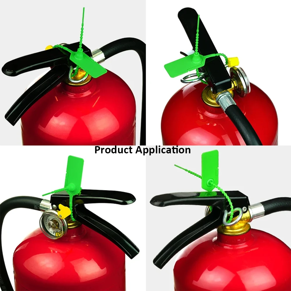 100 Stück individuelle Logistik-Sicherheitsplomben aus Kunststoff mit Perlen, Feuerlöscher-Schild, Einweg-Etikett, Anhänger, 230 mm/9,1" – Detail 5