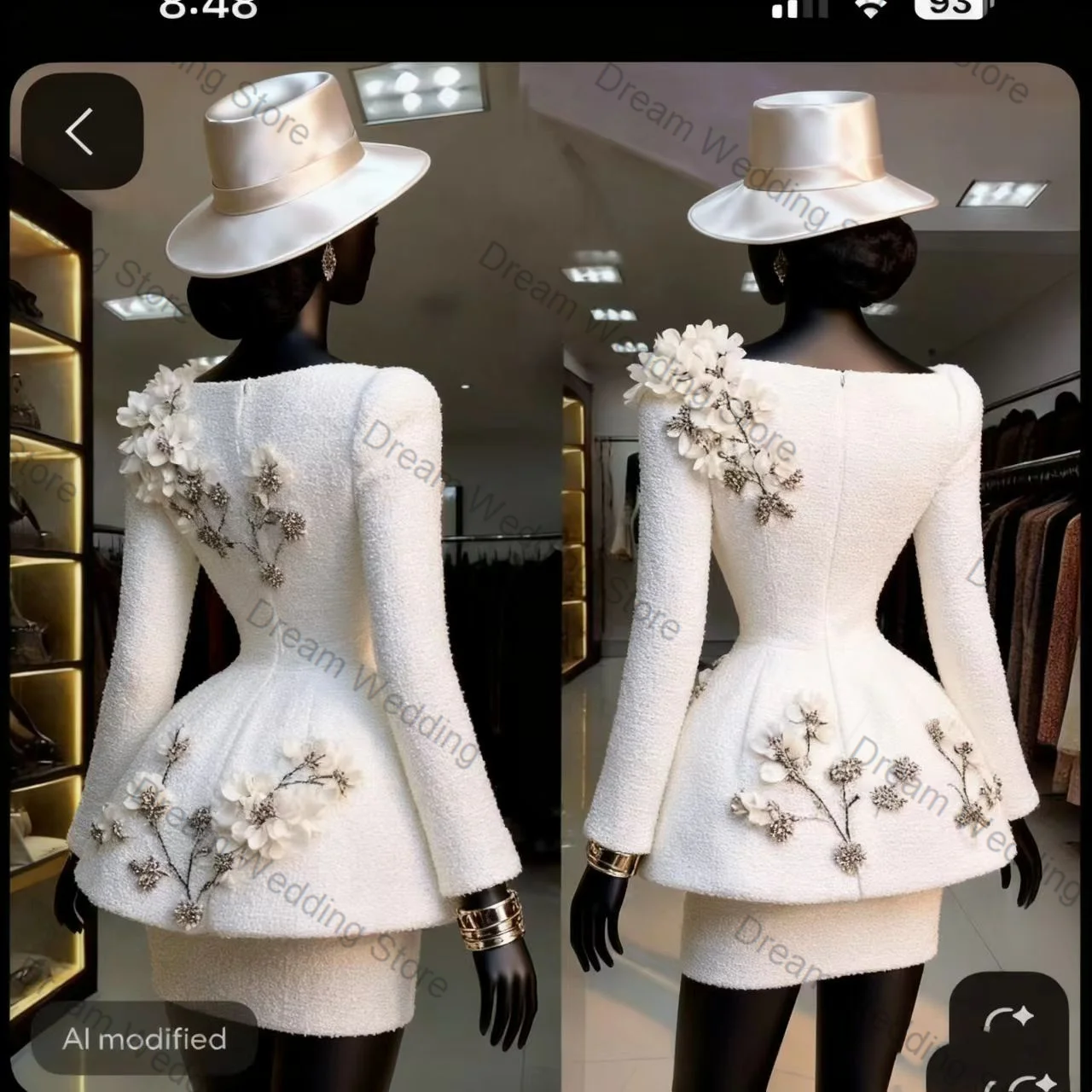 White Women Suit Set 2 Pcs Blazer+Short Mini Prom Dress 3D Flower Fall Formal Office Lady Jacket Customized Wedding Guest Coat image 2