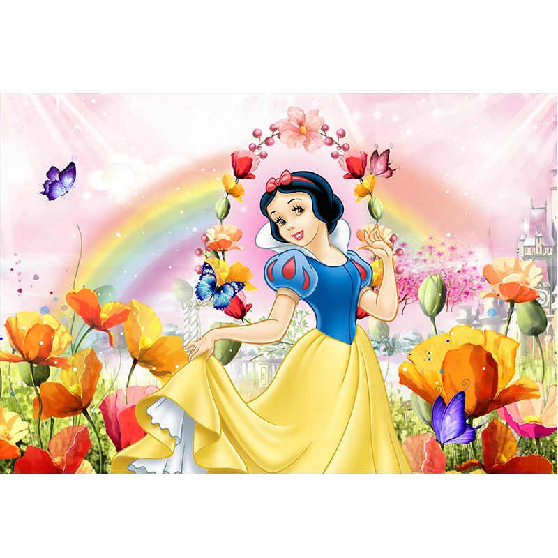 Fairy Tale Snow White And The Seven Dwarfs Princess Background Birthday Party Decor Banner Photography Backdrop Custom Supplier