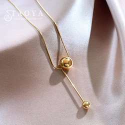 European and American Simple Gold Color Ball Pendant Stainless steel Short Necklace Non Fading Jewelry Sexy Neck Chain For Woman