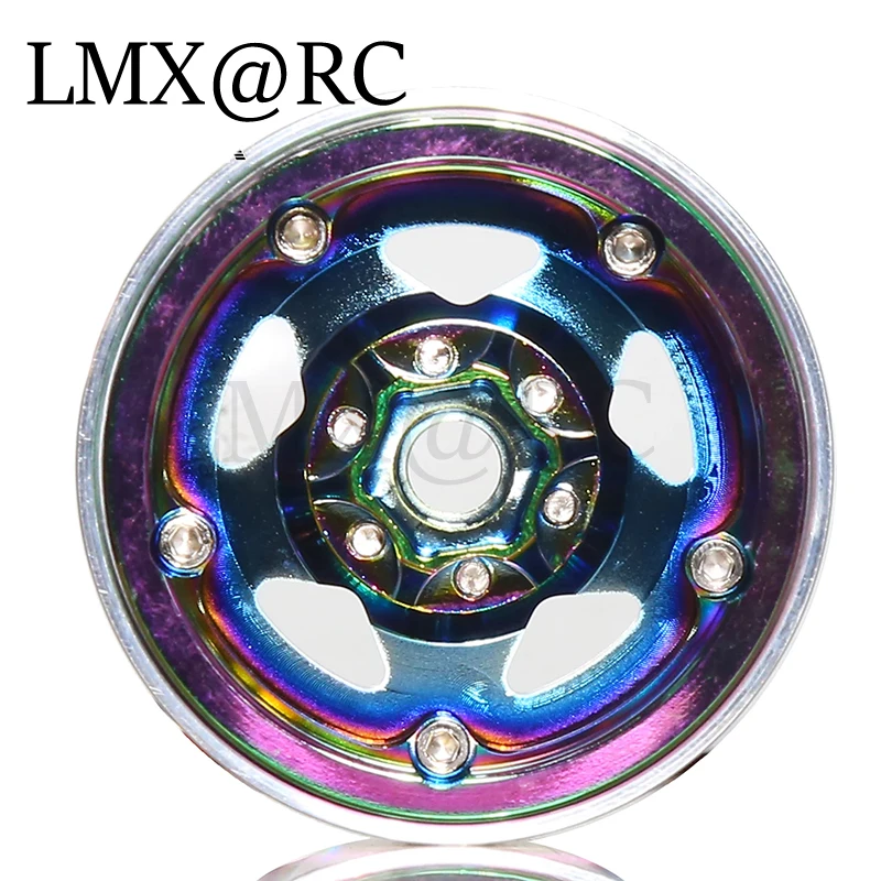 4pcs Rainbow 1.9/2.2 Beadlock Wheel Rim Colorful Aluminum Wheels for 1/10 RC Crawler SCX10 TRX4 TRX6 Gen8