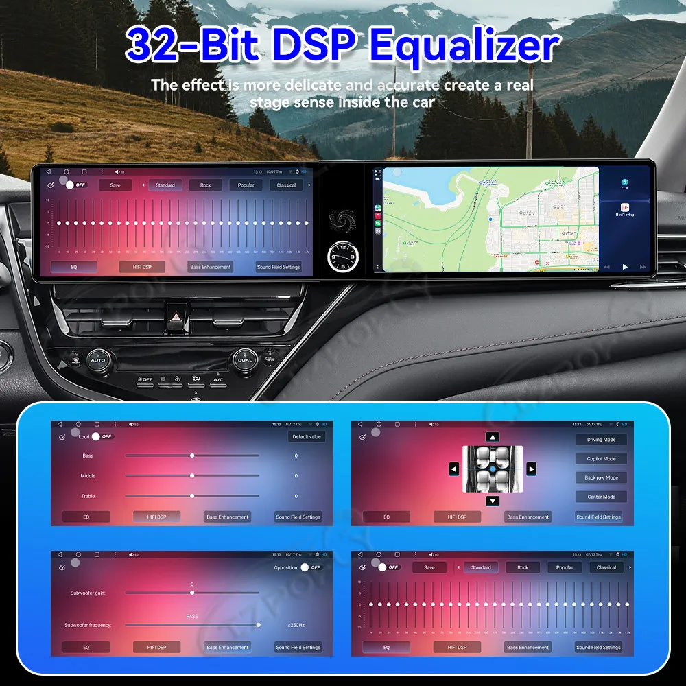 Dual 12.3 Inch Car Radio For Toyota Camry 2019-2023 HD Android 13 CarPlay GPS Navigation Multimedia Player Head Unit Stereo Auto