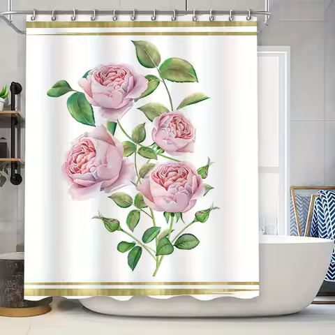 Delightful Rose Shower Curtain Set for Bathroom Decor High-Quality Waterproof Fabric with Hook Ring Perfect Gift Idea