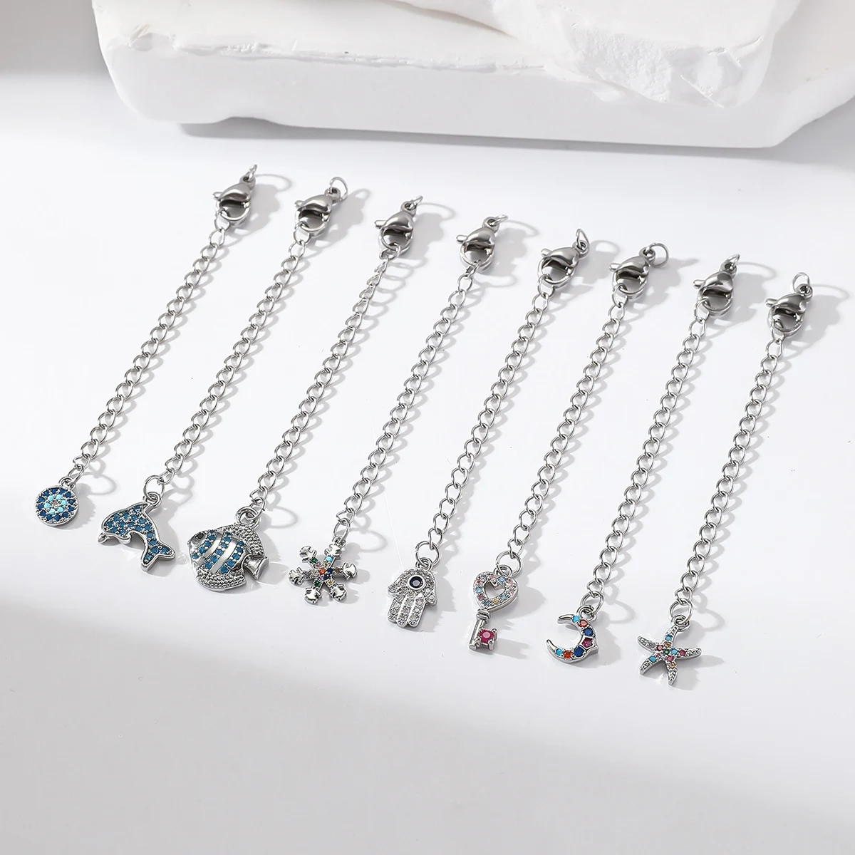 A DIY ocean style, snowflake, Halloween accessory necklace bracelet tail chain handmade DIY accessory buckle extension chain