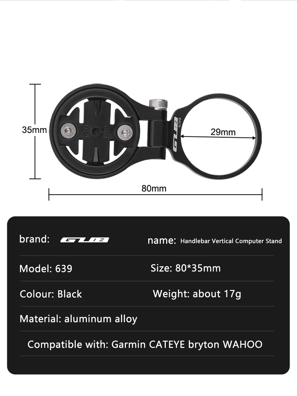 GUB 639 Bike Computer Stem Top Cap Mount Holder Stopwatch Speedometer Support Stand for Garmin Edge Wahoo Bryton Cateye - view 4