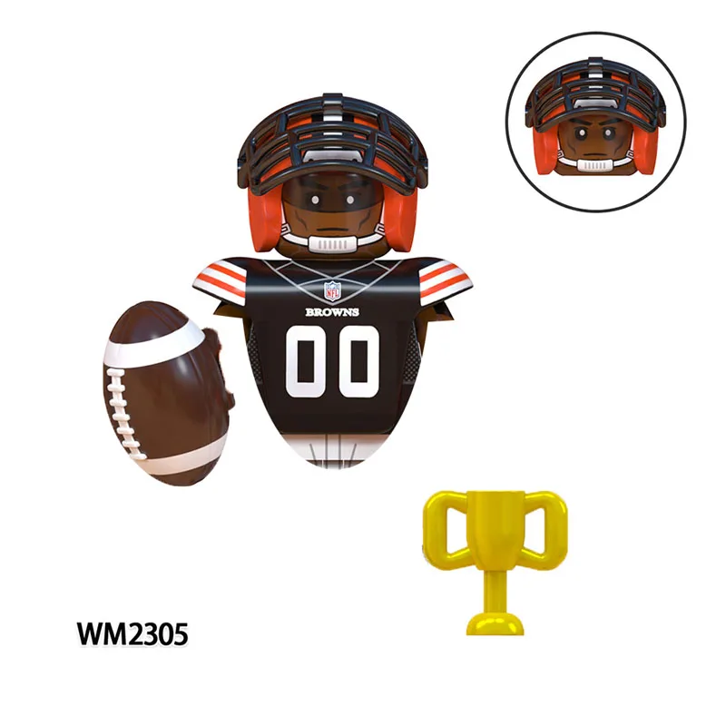 8Pcs Set Football Rugby Basketball Soccer Sport Player Bundle NFL Action Figure Mini Buliding Blocks Bricks