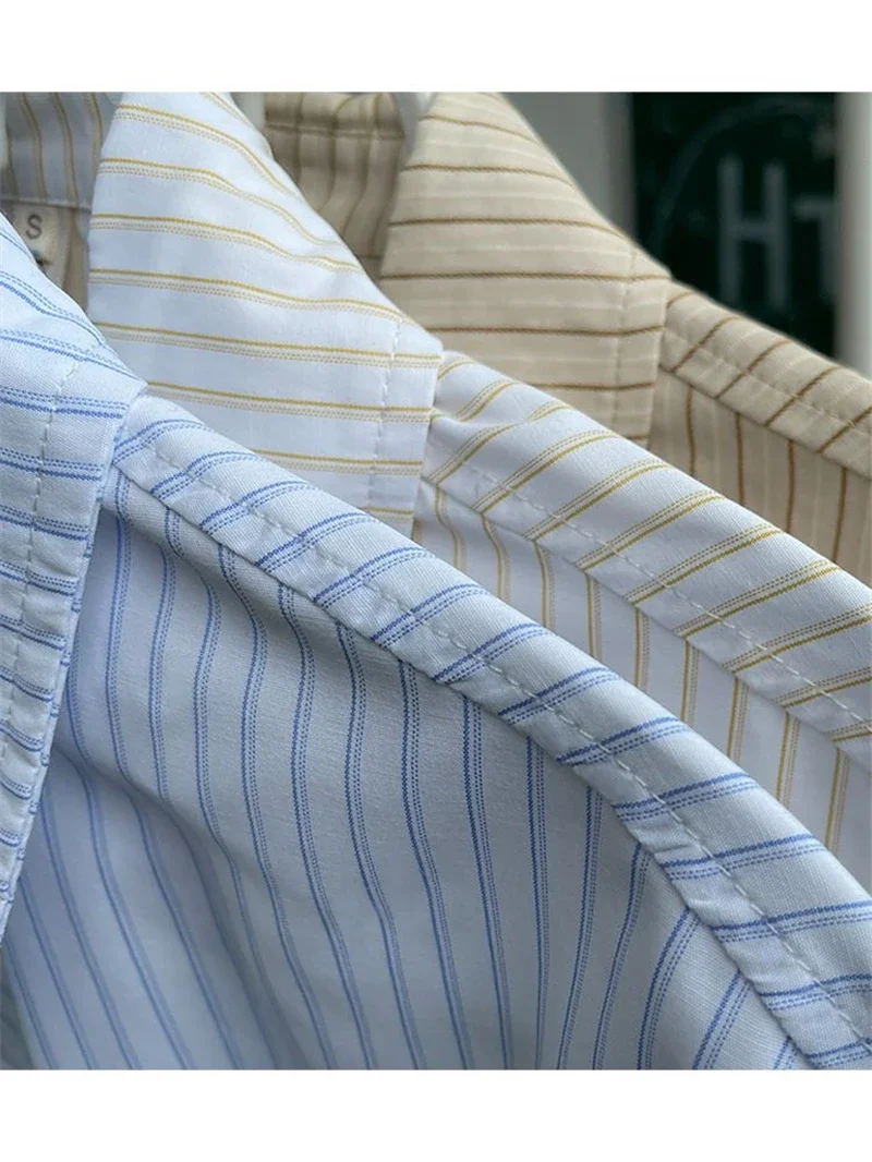 قميص نسائي مخطط كبير الحجم وتنورة مطوي ، طقم زي موحد JK ، أكمام طويلة ، قصير ، فضفاض ، كاجوال ، طراز جامعي ، امريكي