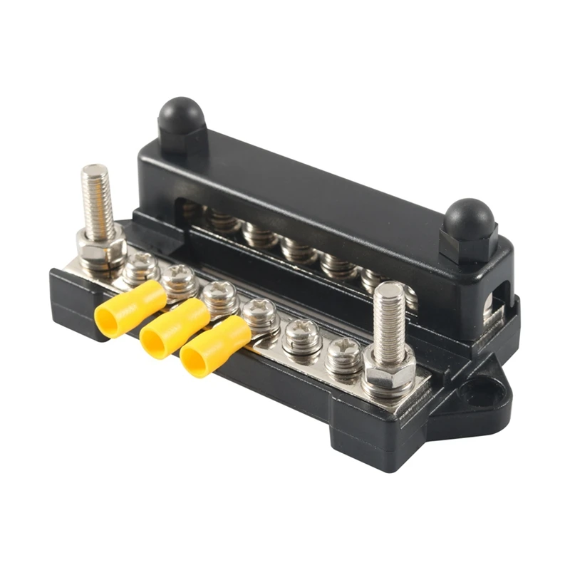 12V Ground/Power Distribution Terminal Block Battery Bus Bar Set (Max 300V AC/48V DC) Negative/Positive Insulated Busbar