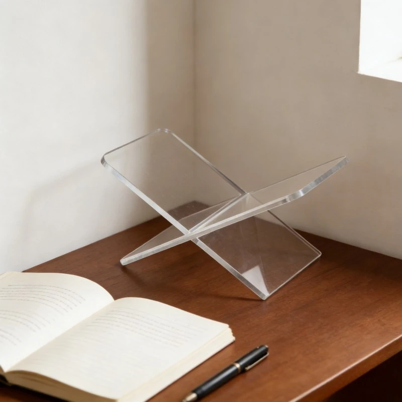 1pcs Acrylic Reading Book Stand Book Display Tray Desk Organizer Shelf Transparent Desktop Storage Display Rack for Home Office