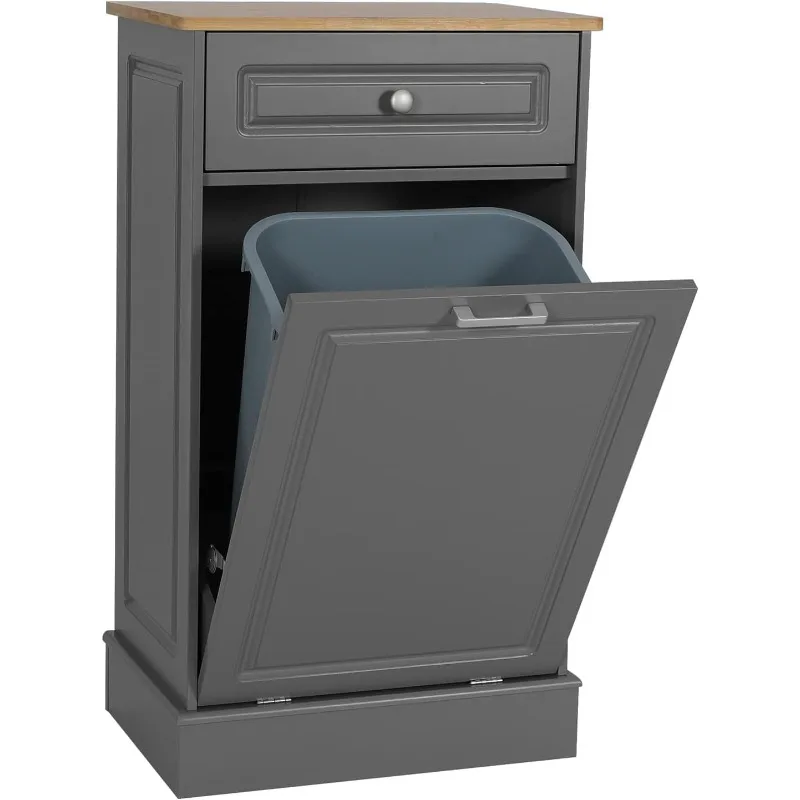 20.5'' Wooden Pull Out Trash Can Cabinet for Kitchen Island,Tilt Out Bin for Trash Disposal Recycling, Handmade Solid Wo