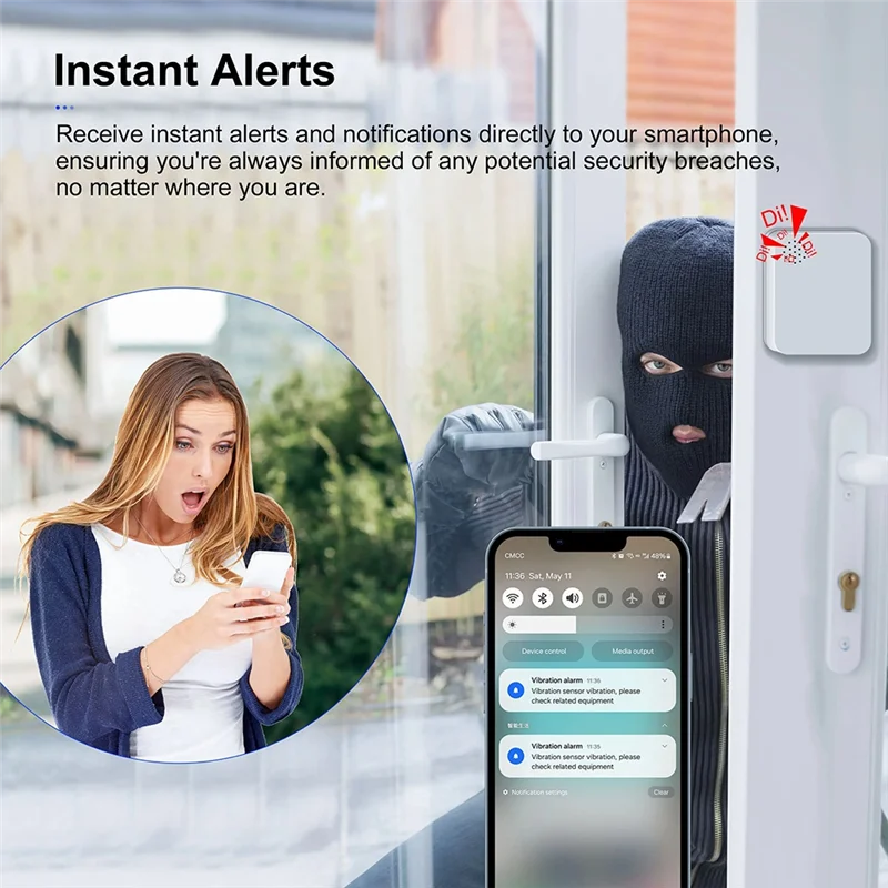 

A16Q-Tuya Zigbee Smart Vibration Sensor Wireless Glass Break/Drop/Tilt Detector Smart Siren Alarm