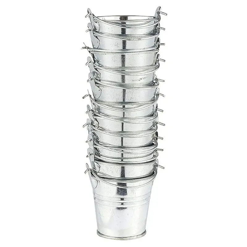 SEWS-60Pcs Mini Metal Bucket Portable Flower Pot Vases Planters Lovely Candy Box For Wedding Party Home Decoration
