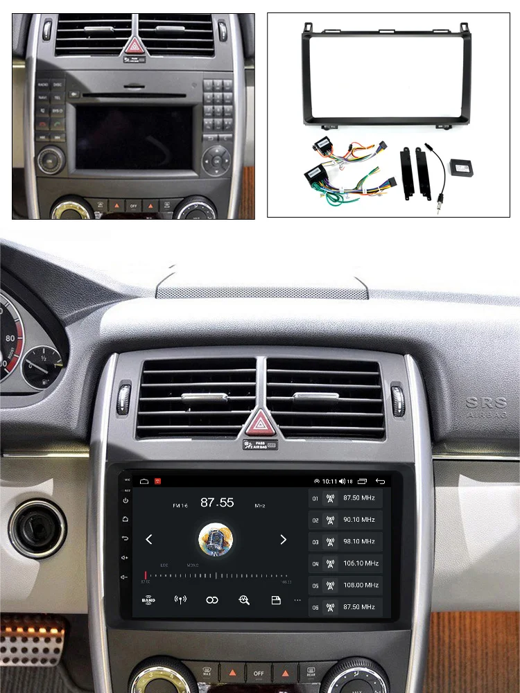 Car Radio Frame for Mercedes-Benz B200 9inch Bezel Frame Dashboard Mounting Panel Frame Cable Canbus Protocol Box Complete Set