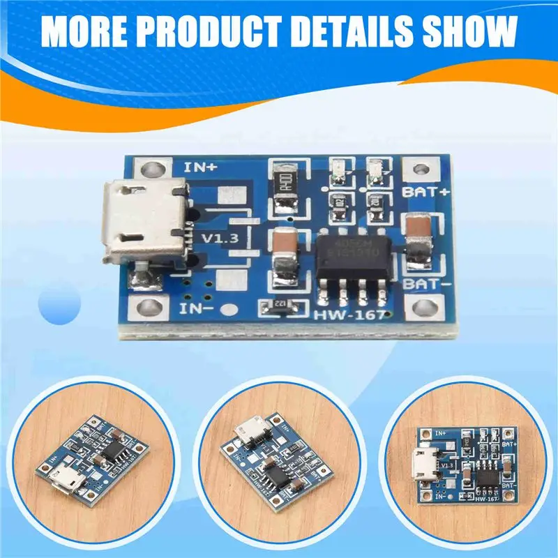 [NEW A09R!】 Micro-USB 1A Li- 18650 Lithium Battery Charging For TP4056 Module Board