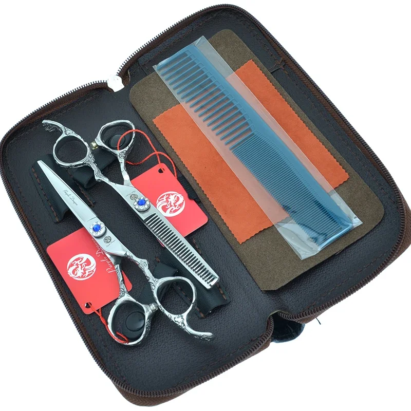 

6.0" Professional Hair Scissors Plum Flower Handle Japan 440c Hairdressing Hair Cutting Thinning Shear Salon Hair Tijeras A0113B