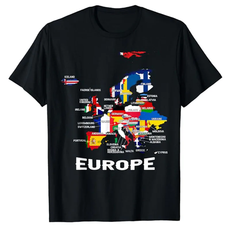 Flag of Europe, European Flags, Map of Europe, European Maps Political T-Shirt Geography Lovers Outfit Humor Funny Trip Tee Gift