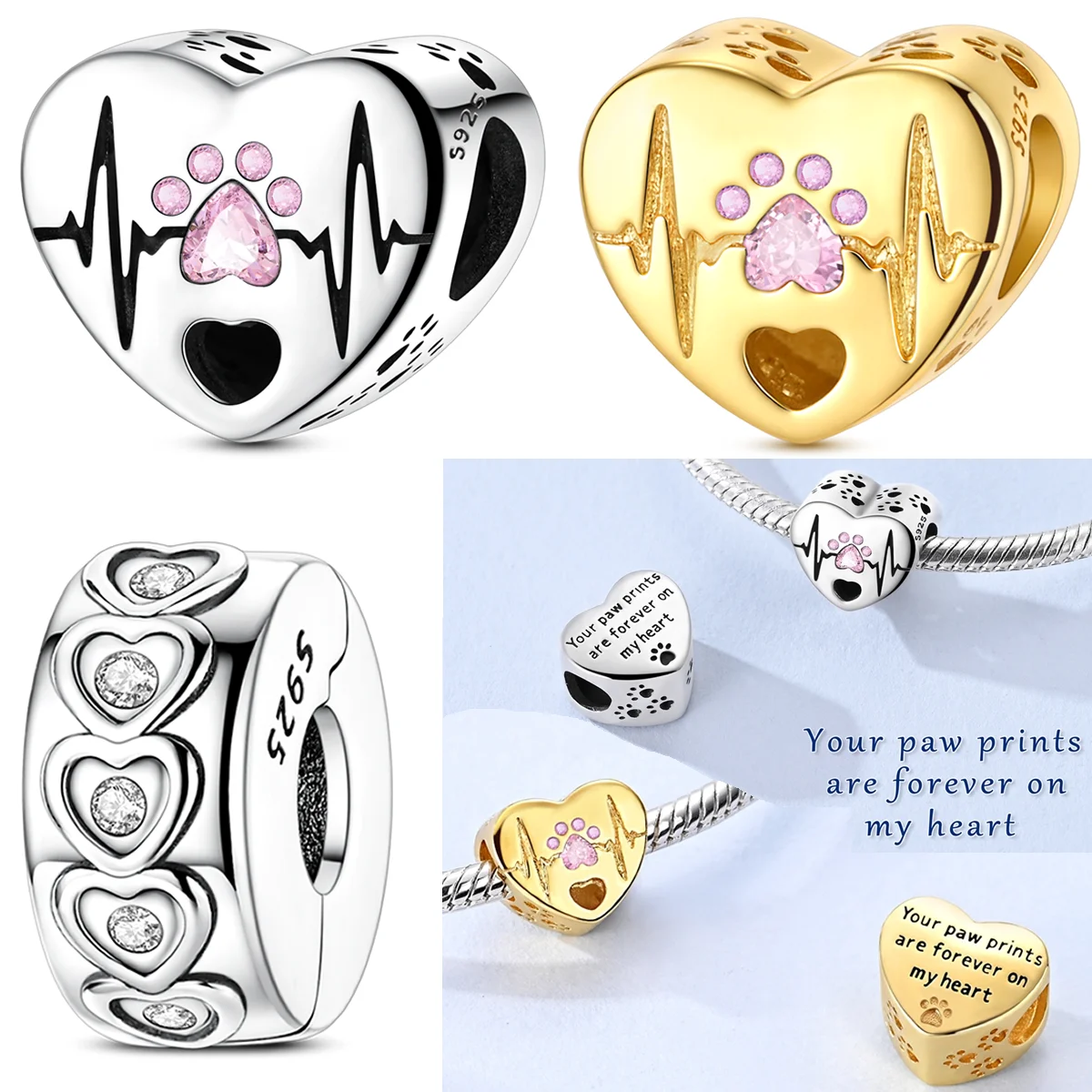 Heartbeat Of Love Charms Bead 925 Sterling Silver Lover Girlfriend Wife Anniversary Pendant Fit Original Bracelet DIY Jewelry