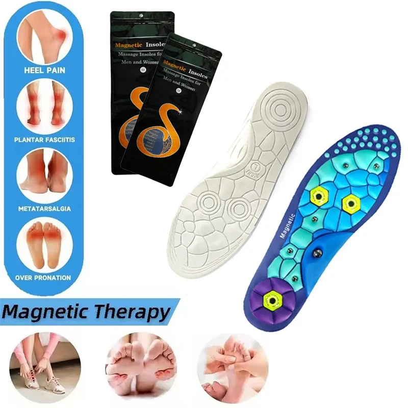 1 زوج العلاج بالابر العلاج المغناطيسي النعال التخسيس تنفس احذية الجري وسادة قدم الرعاية الصحية قوس دعم الرياضة النعال