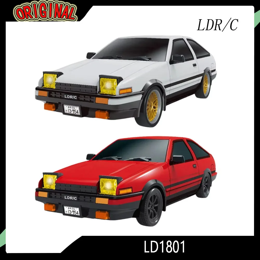 

LDRC LD1801 AE86 1:18 RC Drift Car - 2.4G w/Gyro, LED Lights & Anti-Slip Tires (Kid-Friendly)
