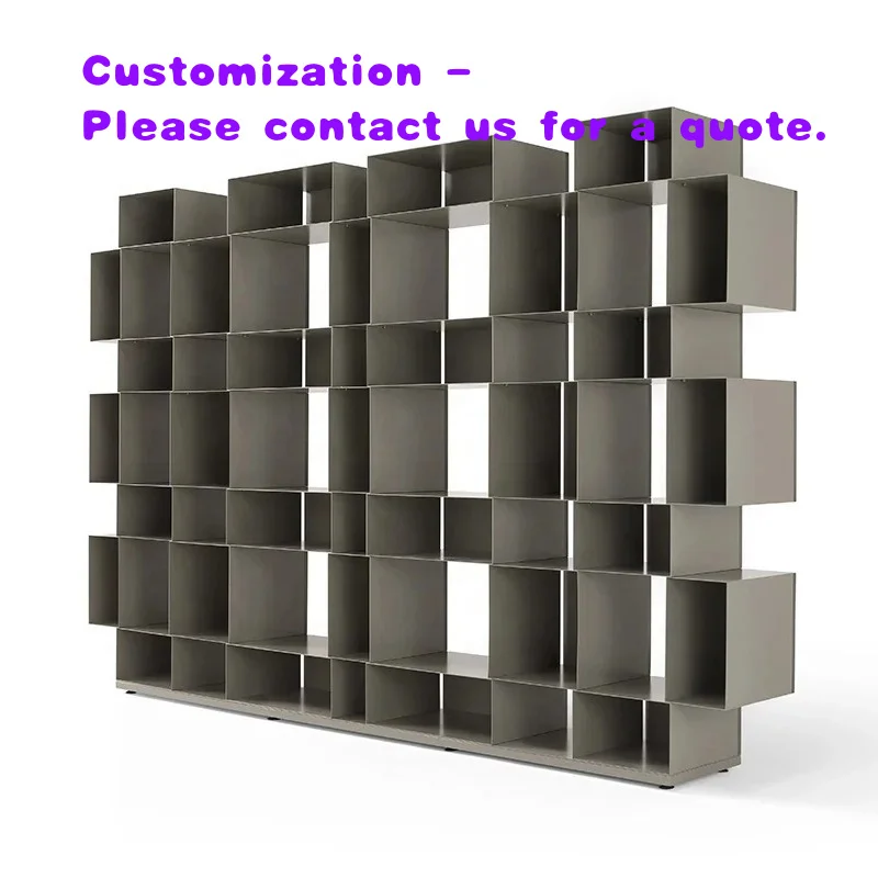 custom.Embedded Solid Irregular Metal Bookshelf Aluminum Display Cabinet Italian Black Metal Wall Shelf Luxurious