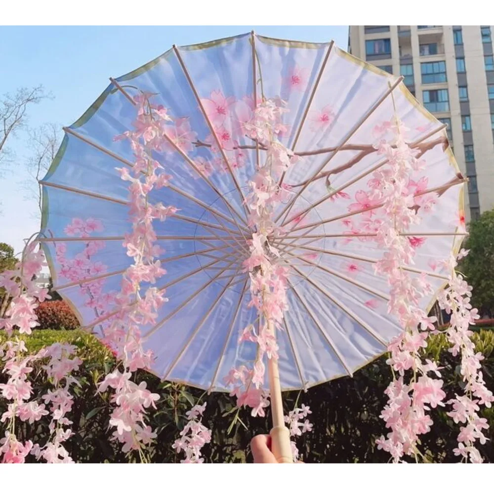 Imagem -06 - Hanfu Parasol para Cosplay Japão Sakura Primavera Papel Óleo à Prova d Água Praia Carro Sombra Dança Flores Cosplay 82cm 32