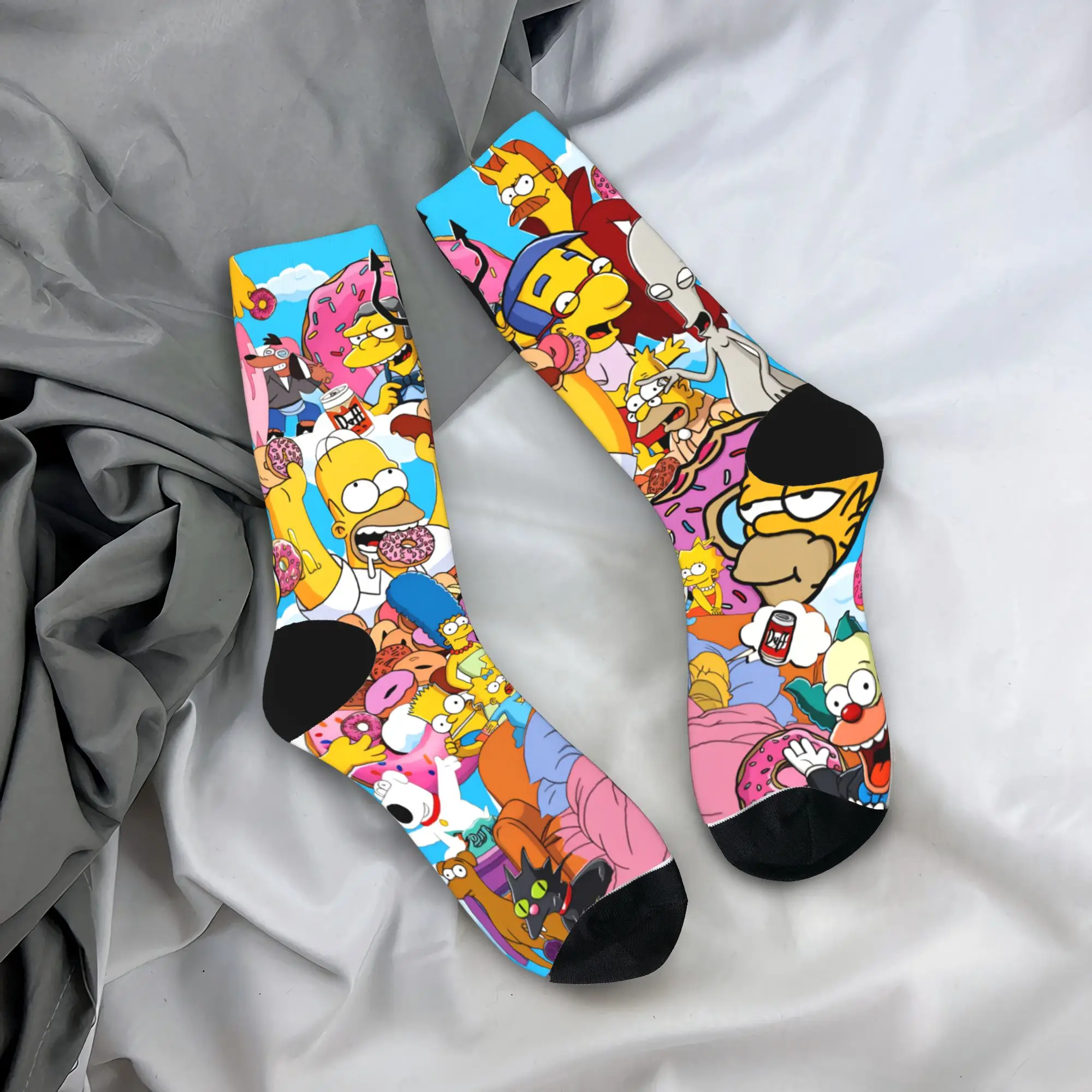

Funny SSimpsons Donut Party Fun Stockings Graphic Funny Socks Winter Anti Skid Socks Adults Men Running Sports Quality Socks