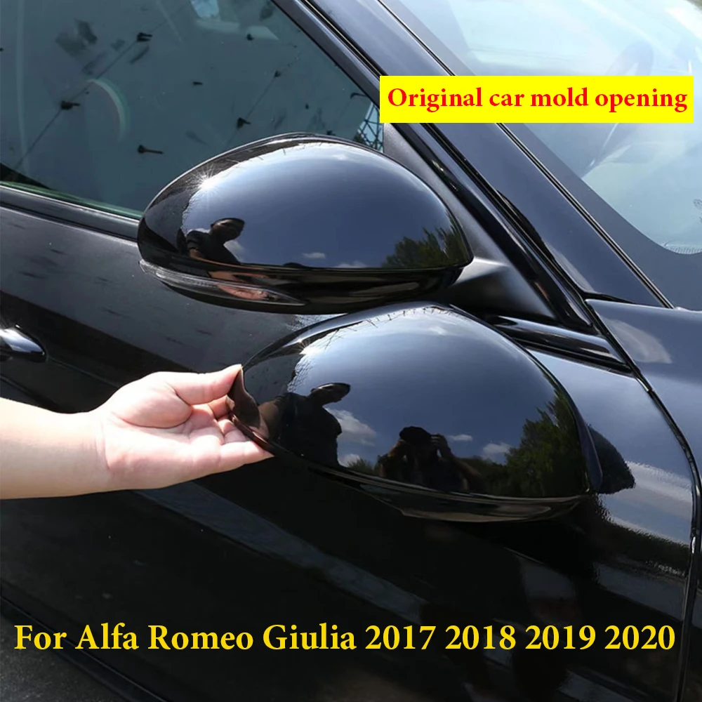 

Carbon Fiber/Black Side Exterior Rearview Mirror Decoration Cover Trim For Alfa Romeo Giulia 2017 2018 2019 2020