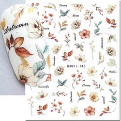 3d Nail Art Stickers Autumn Dry Flowers Leaves Letters Adhesive Sliders Decals For Nails Decorations Manicure Accessories