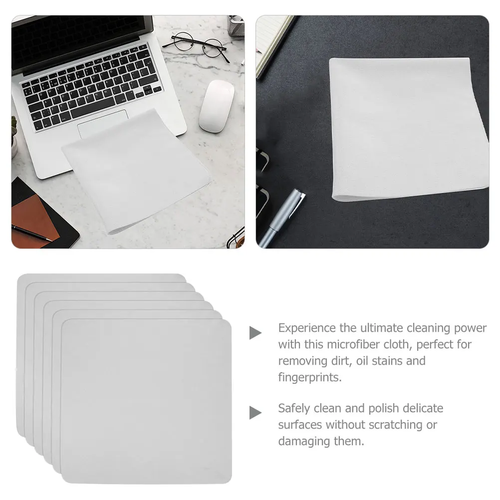 

6pcs Microfiber Large Gray Cleaning for Lenses Jeweler Phone Glass Cleaning Cloth Screen Camera Streak Free Cloth