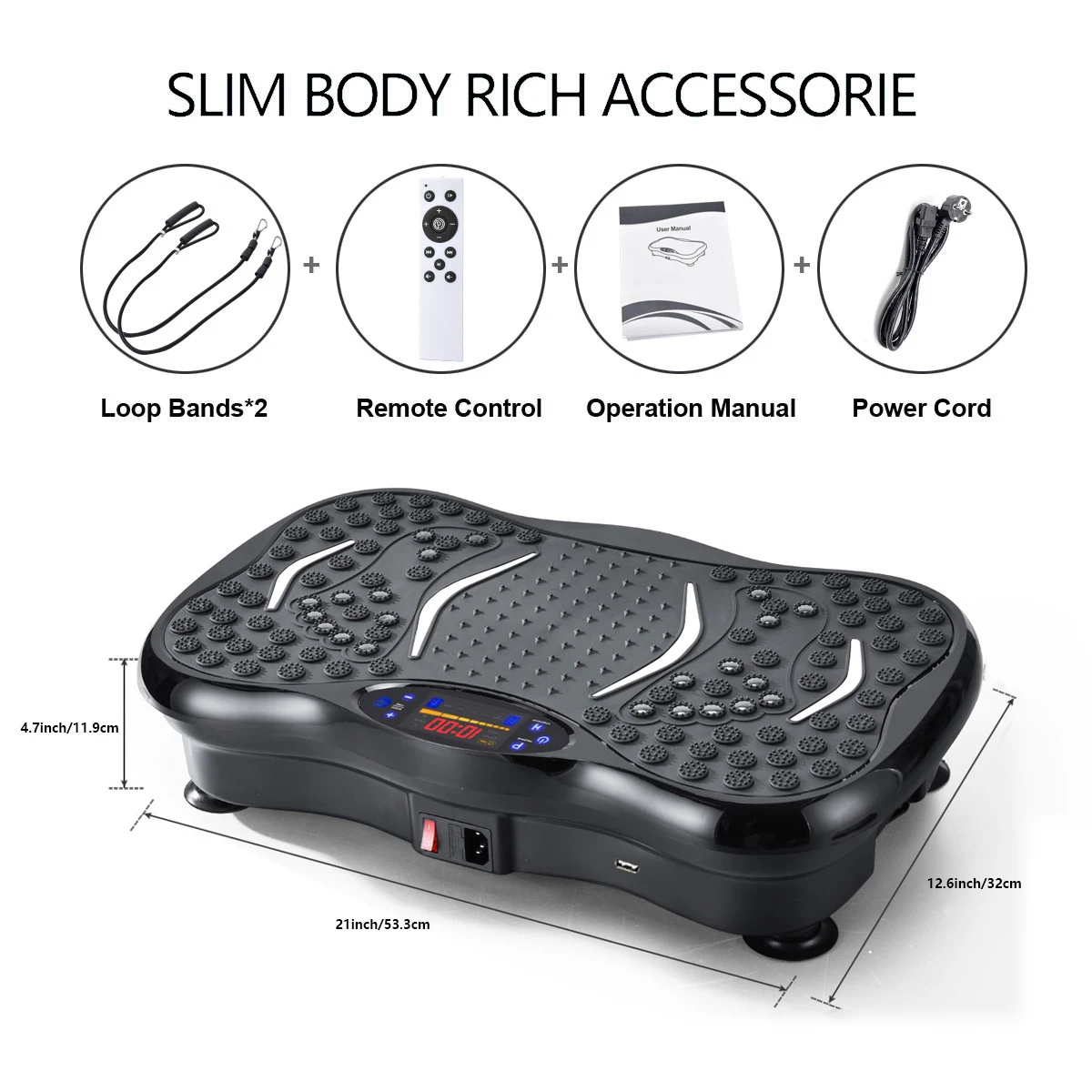 Vibration Plate Exercise Machine with Bluetooth Speaker - Full Body Workout Trainer for Weight Loss, Toning, and Home Fitness