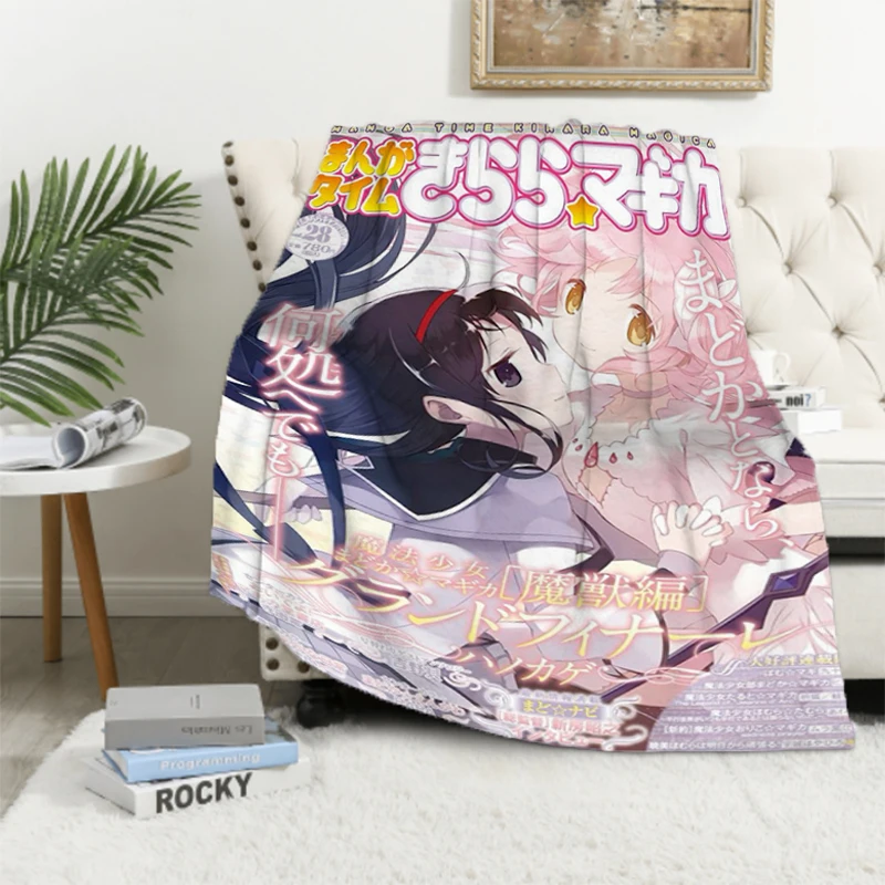 Puella Magi Madoka Magica Cushion Blanket Fluffy Microfiber Bedding Bed Blankets for Decorative Sofa King Lid Knee Fleece Soft