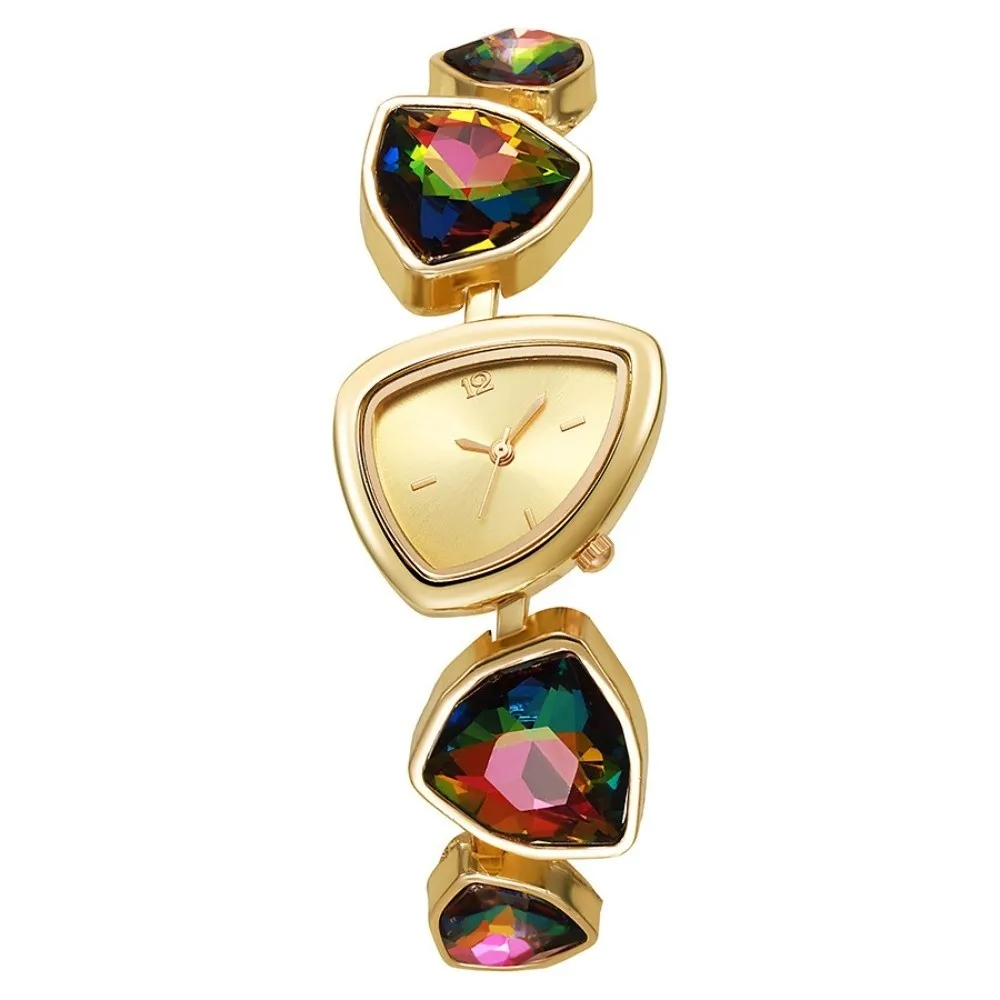 

Unique Elegant Irregular Design Watch Simple Quartz Big Rhinestone Watch Interesting Minimalist Colorful Fashion Watch Commute