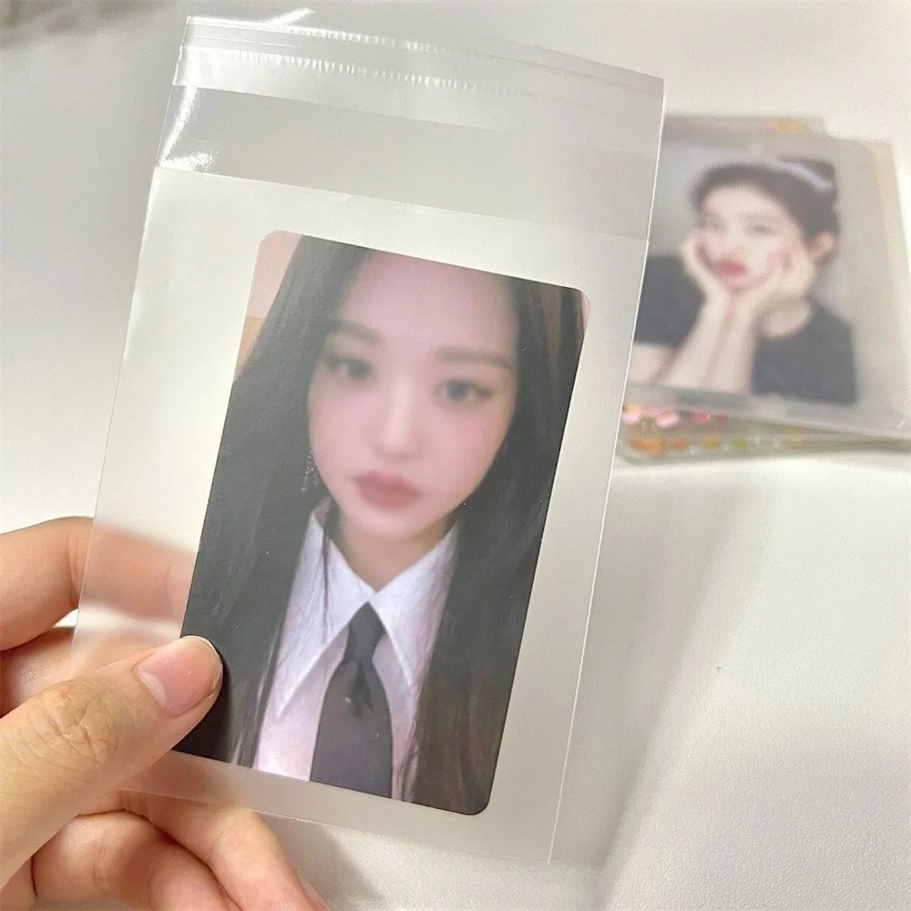 100pcs Clear Photocard Sleeves Frosted Opp Plastic Bag Self-adhesive Idol Card Protector Bags Jewelry Beads Gift Packing Bags