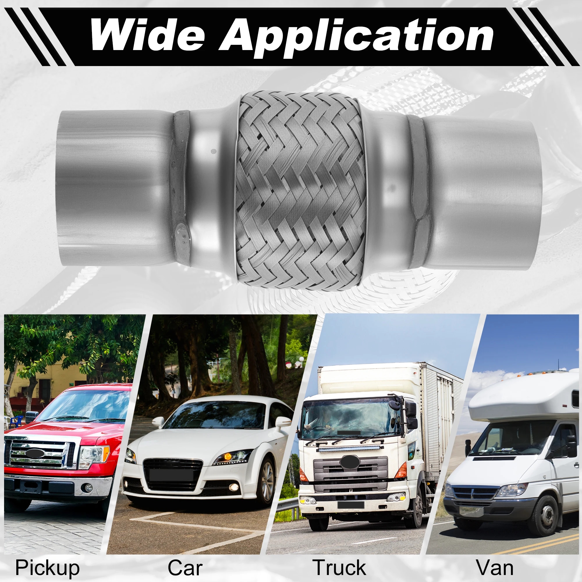 UXCELL 1.5/2.5/3 Inch Exhaust Flex Pipe Stainless Steel Exhaust Pipes Muffler Tube Replacement for Sedan SUV,Mid-size Car Tube
