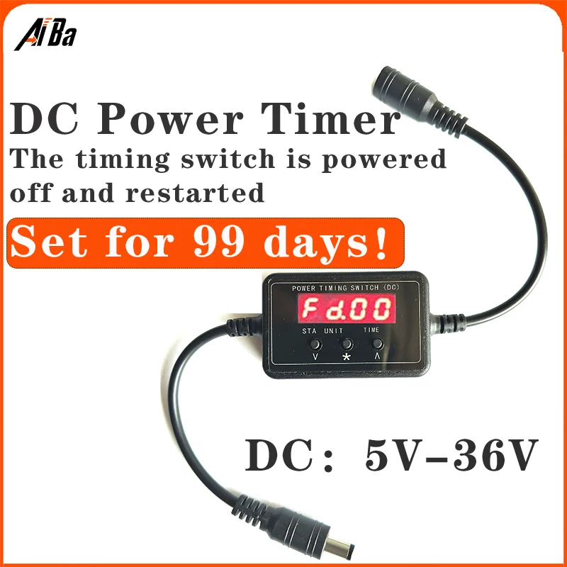 Dc power supply timing restart timing switch machine can be set for 99 days Supports 5V to 36V power control countdown timer