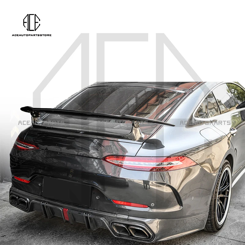 C Style Carbon Fiber Rear Bumper Lip Rear Diffuser Brake Light For Mercedes Benz AMG GT50 GT53