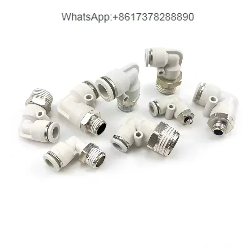 50Pcs Pneumatic quick connector 90 degree right angle elbow White quick connector PL4/6/8/10/12-01/02/0304