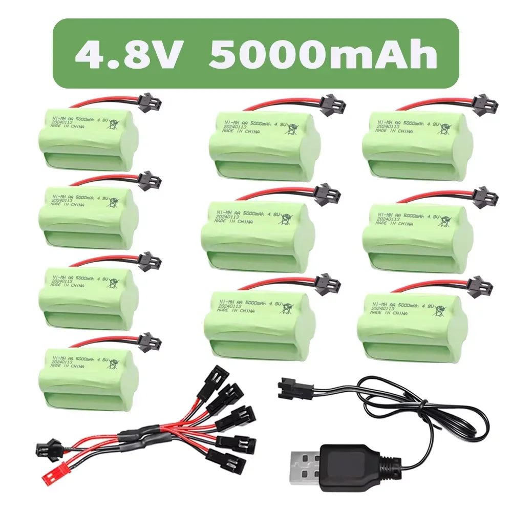 Afbeelding 4: 4.8V 5000mAh Oplaadbare NiMH Batterij Voor RC Auto's Robots Tank Gun Boten speelgoed onderdelen T Model Met SM2P Plug AA 4.8 v Batterij