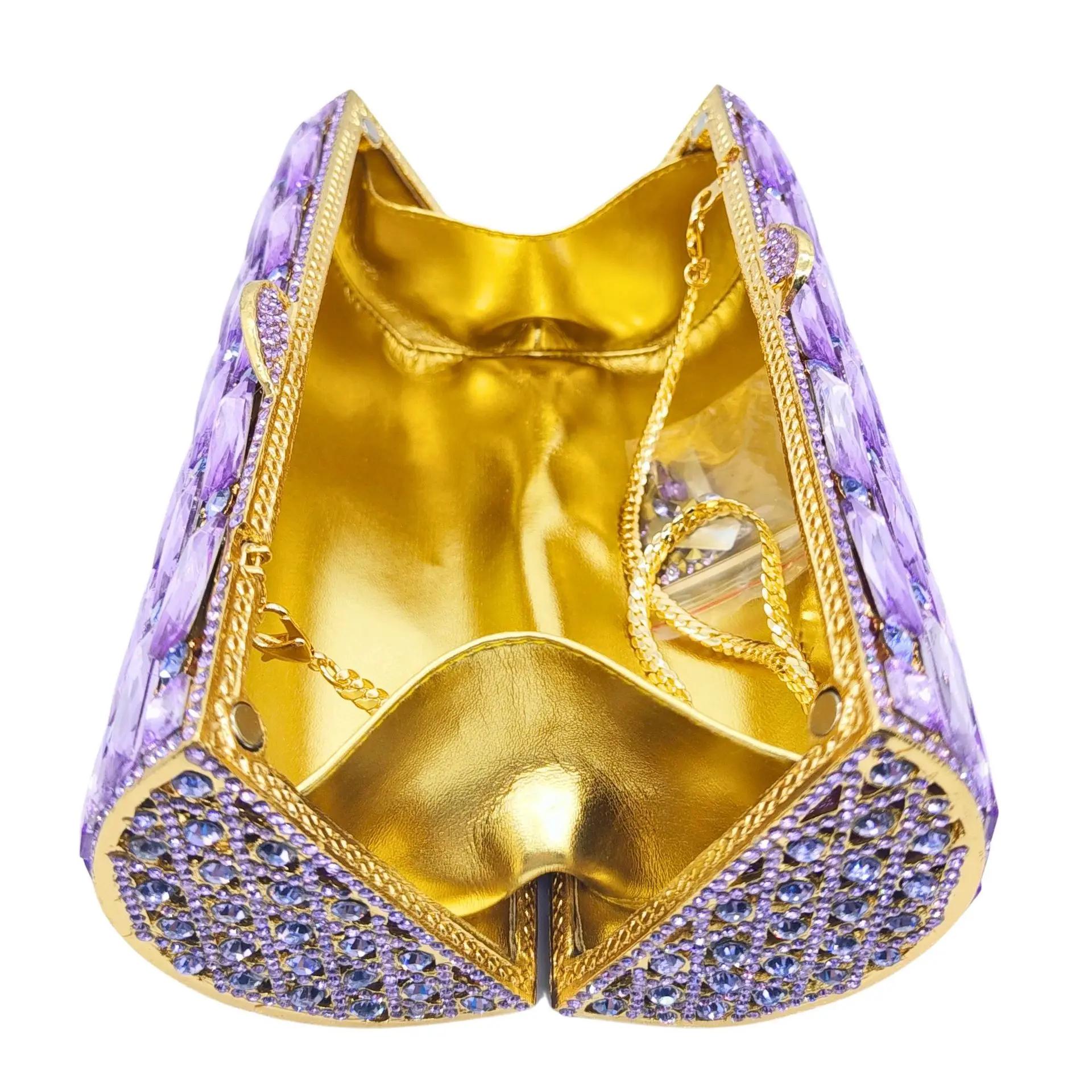 Hollow Diamond Dinner Hard Box Handle Ladies Banquet Diamond Bag Diamond Clutch High-End Ladies' Banquet Bag Channel Bags Luxury