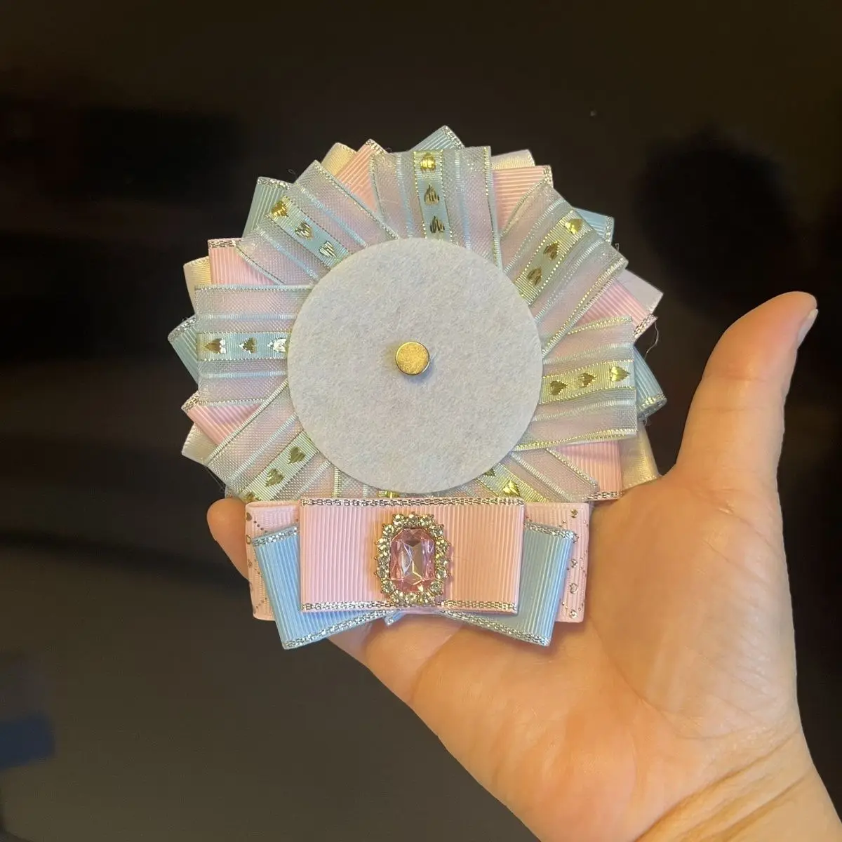 light pink Badge Holder,Ribbon Badge Rosette ,fill ita bag badge cover,Anime cosplay Bow ,Lolita backpack Accessories