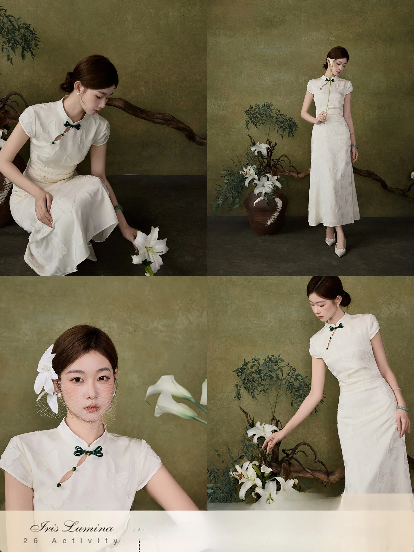 

New Chinese Style Short Sleeve Iris Lumina Dress Floral Embroidery National Trend Long Retro Style Daily Wear