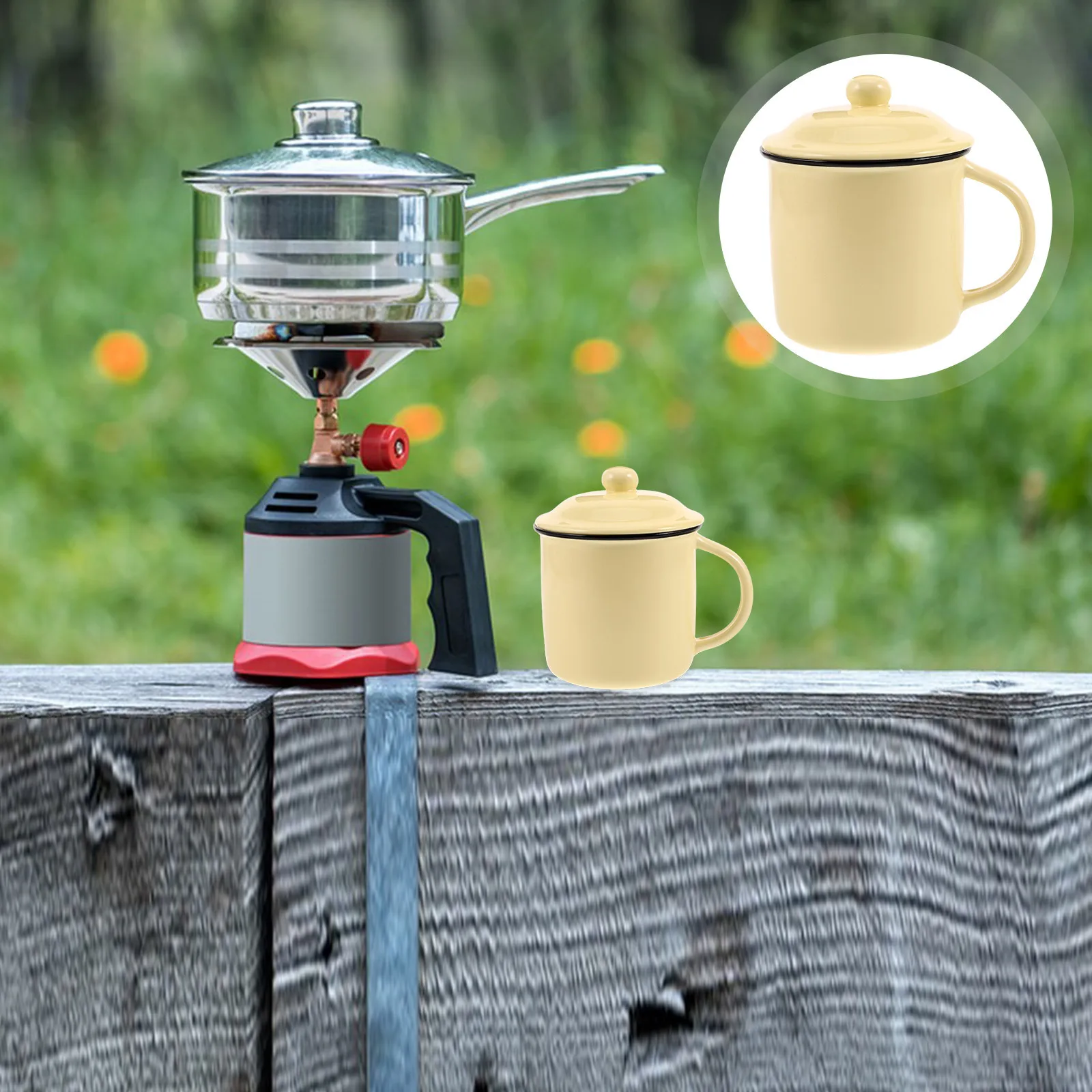 

Retro Coffee Mug Thickened Vintage Style Camping Mug Multi-Function Travel Drinking Cup For Home Party Outdoor Use