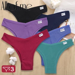 3PCS/Set Cotton Panties Lingerie Women Underwear Sexy Underpant Briefs Female Brazilian Pantys Bikini Solid Color Tangas Thongs