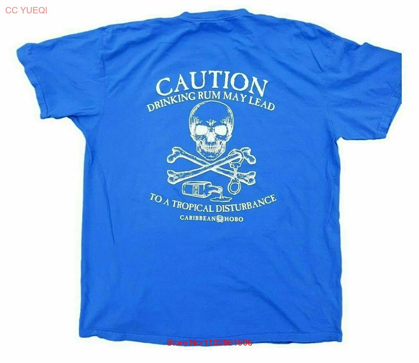 Футболка Caribbean Hobo Caution Rum Key West рубашка острова тропический череп синий