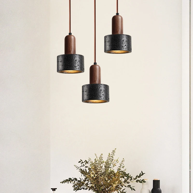 Black hole stone minimalist minimalist modern bedroom bedhead designer Nordic black restaurant bar personality chandelier image 4