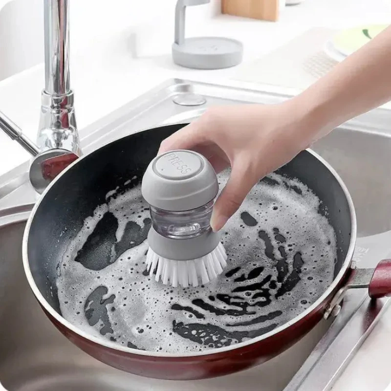 Dishwasher Brush With Soap Dispenser Brush Pot Cleaning Tool Decontamination Descaling Dishwashing Non-greasy Brush Pot Brush