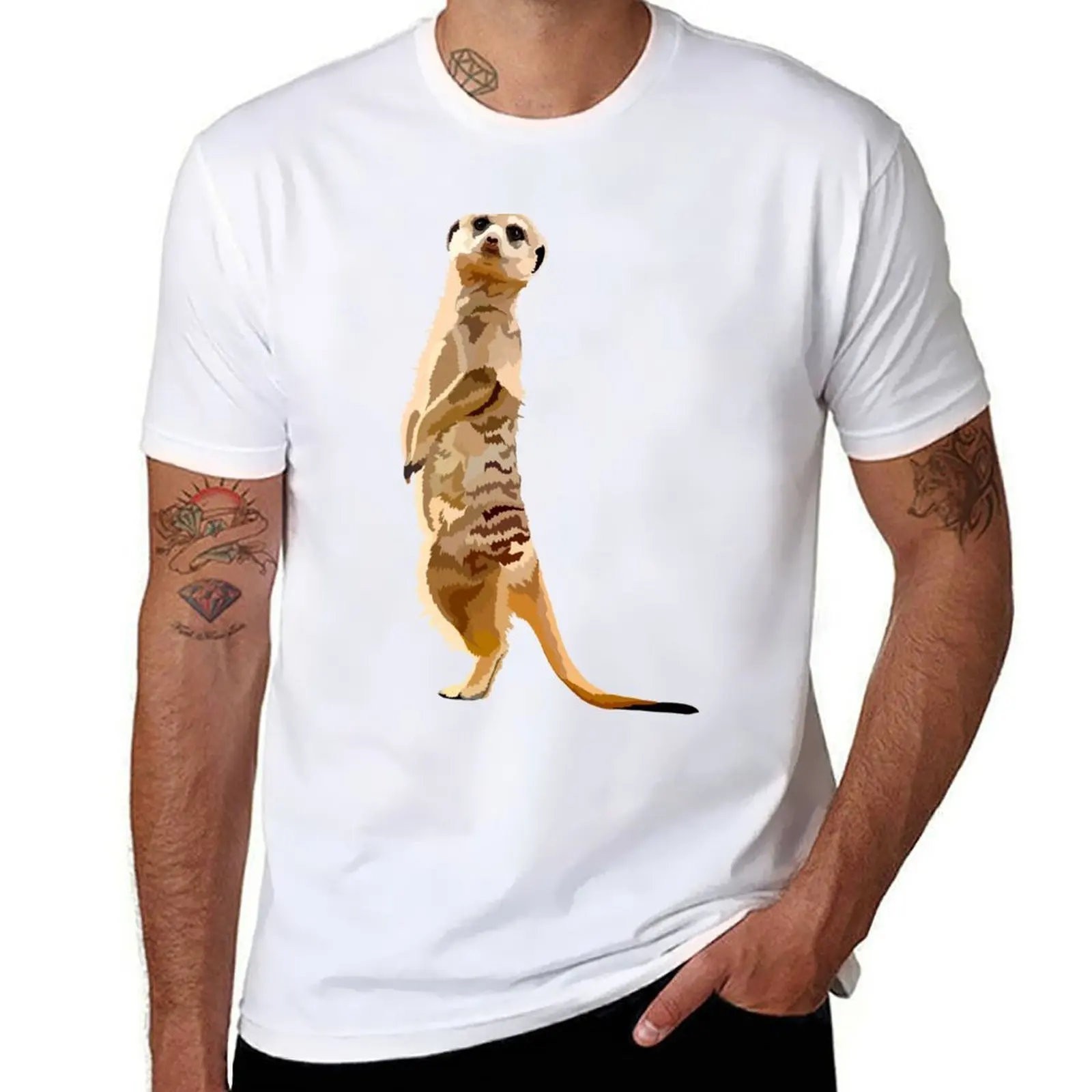 

M is for Meerkat T-Shirt cotton t shirts high quality t shirts for man graphic vintage men t shirt cotton 100% T-Shirt