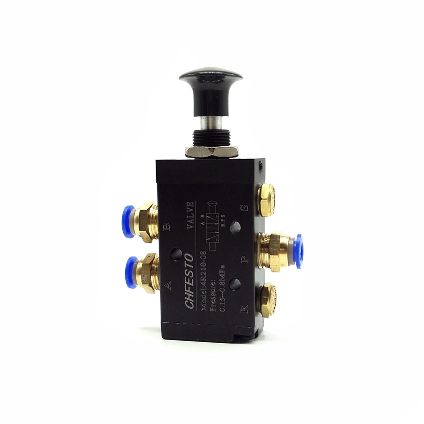 4R210-08 G1/4'' Hand Lever Operated Control Pneumatic Valve 2/5 Way Hand Push Pull Valve With 6mm 8mm fittings